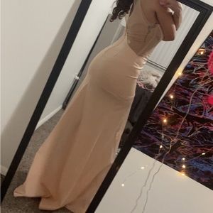 Peach floor length dress backless crystal choker
